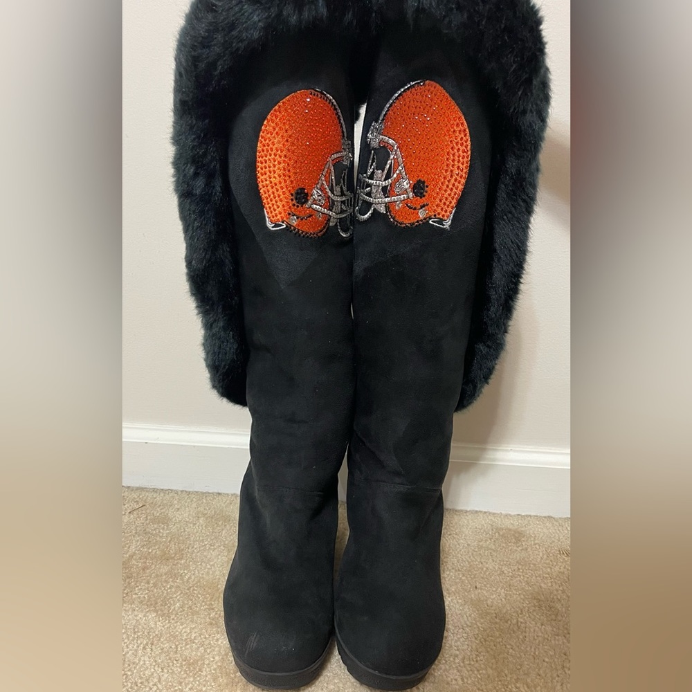 Cleveland Browns Wedge Heel Knee High Boot